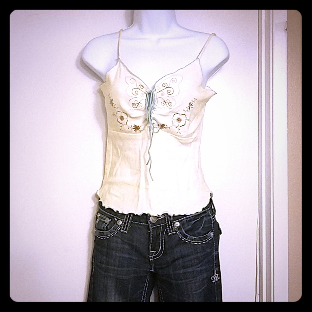Tempted cream spaghetti strap tank